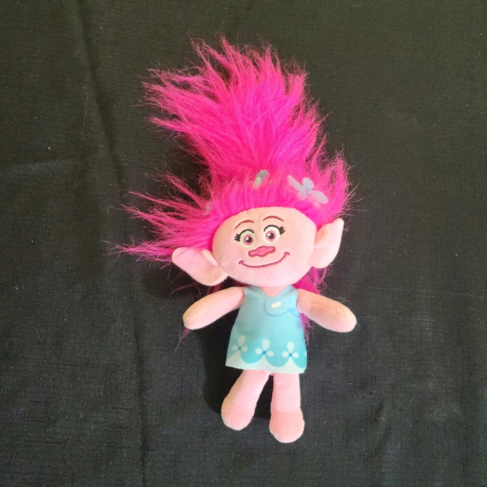 Trolls Plush Doll with Pink Hair and Blue Outfit